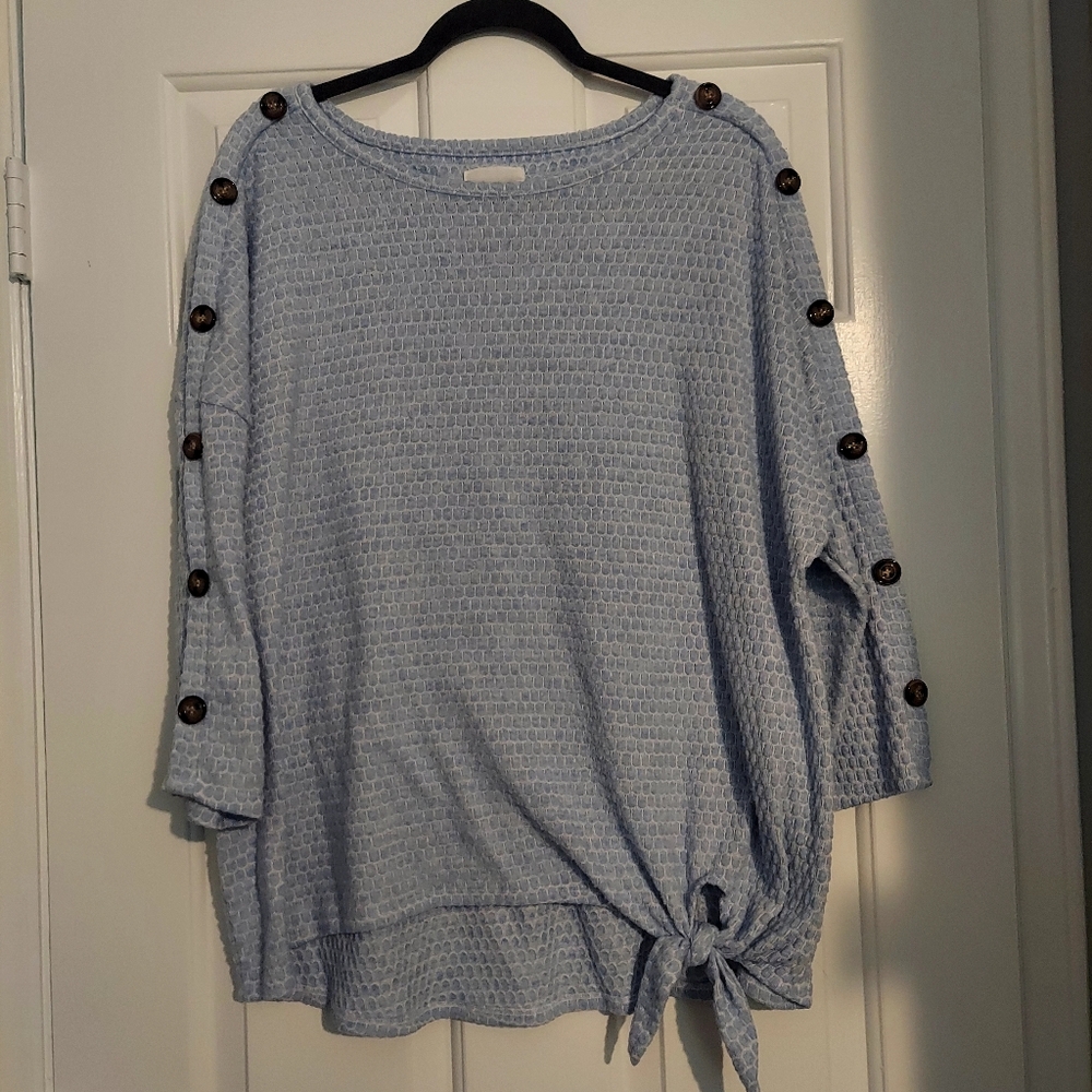 New York Laundry Sky Blue Textured Top